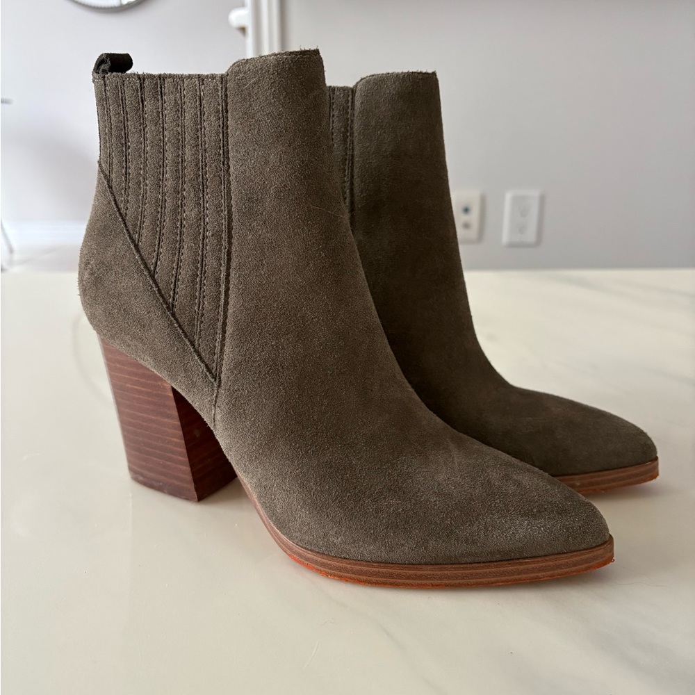Marc Fisher Suede Taupe Ankle Boots